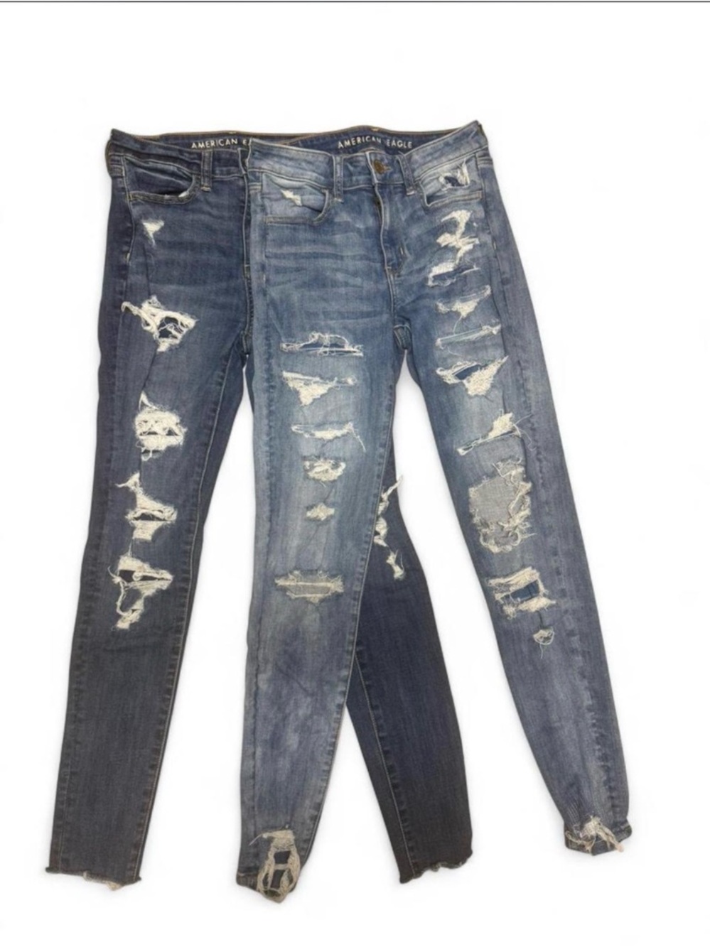 American Eagle Outfitters Women's Ripped Skinny Jeans - Multiple Blue Washes